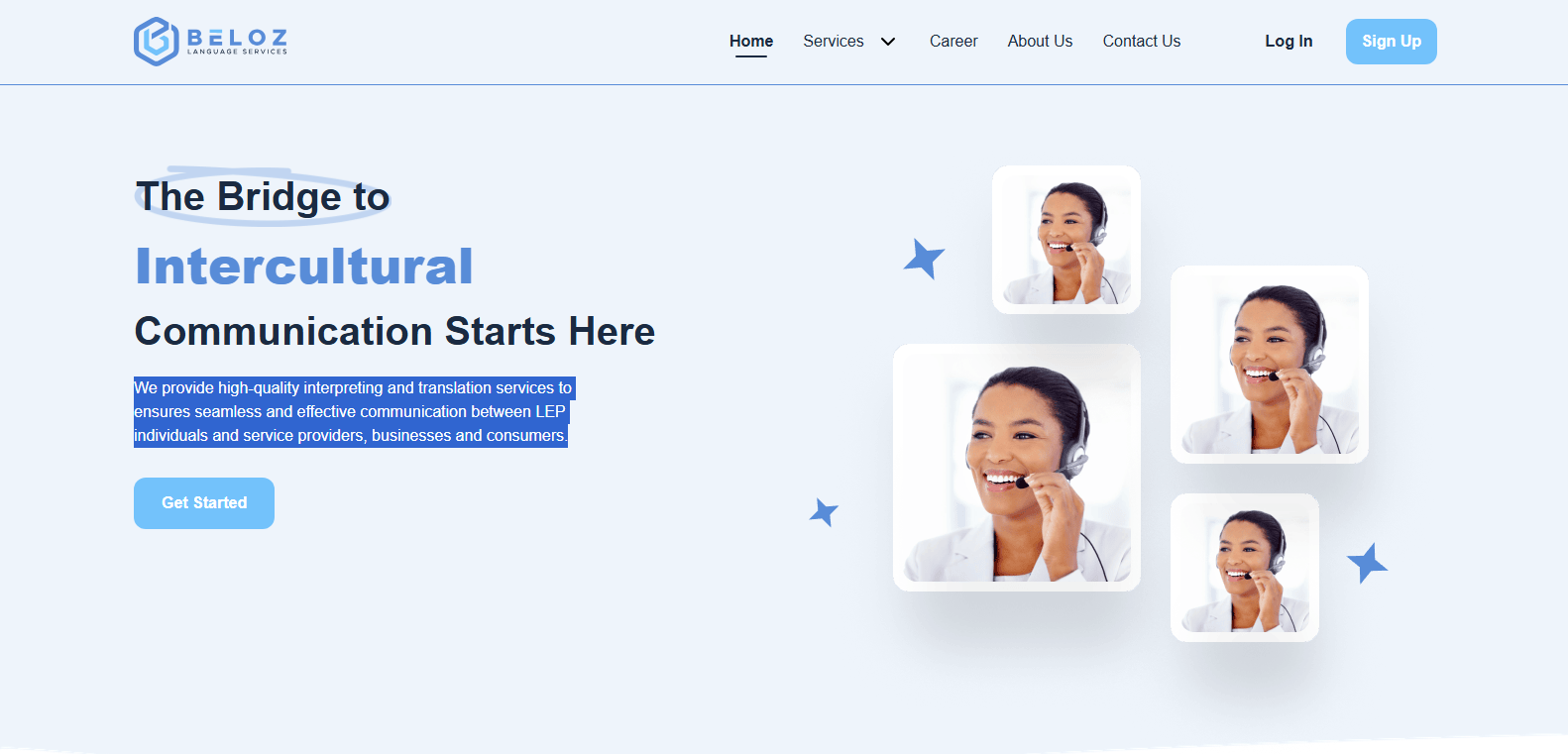 Beloz interpreting and translation services website case study